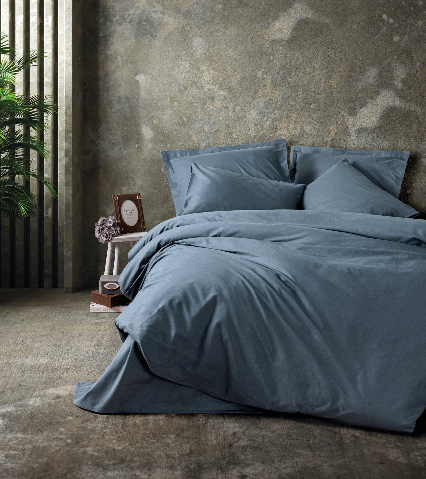 Plain Doppelbett-Bettwäsche-Set- Anthrazit