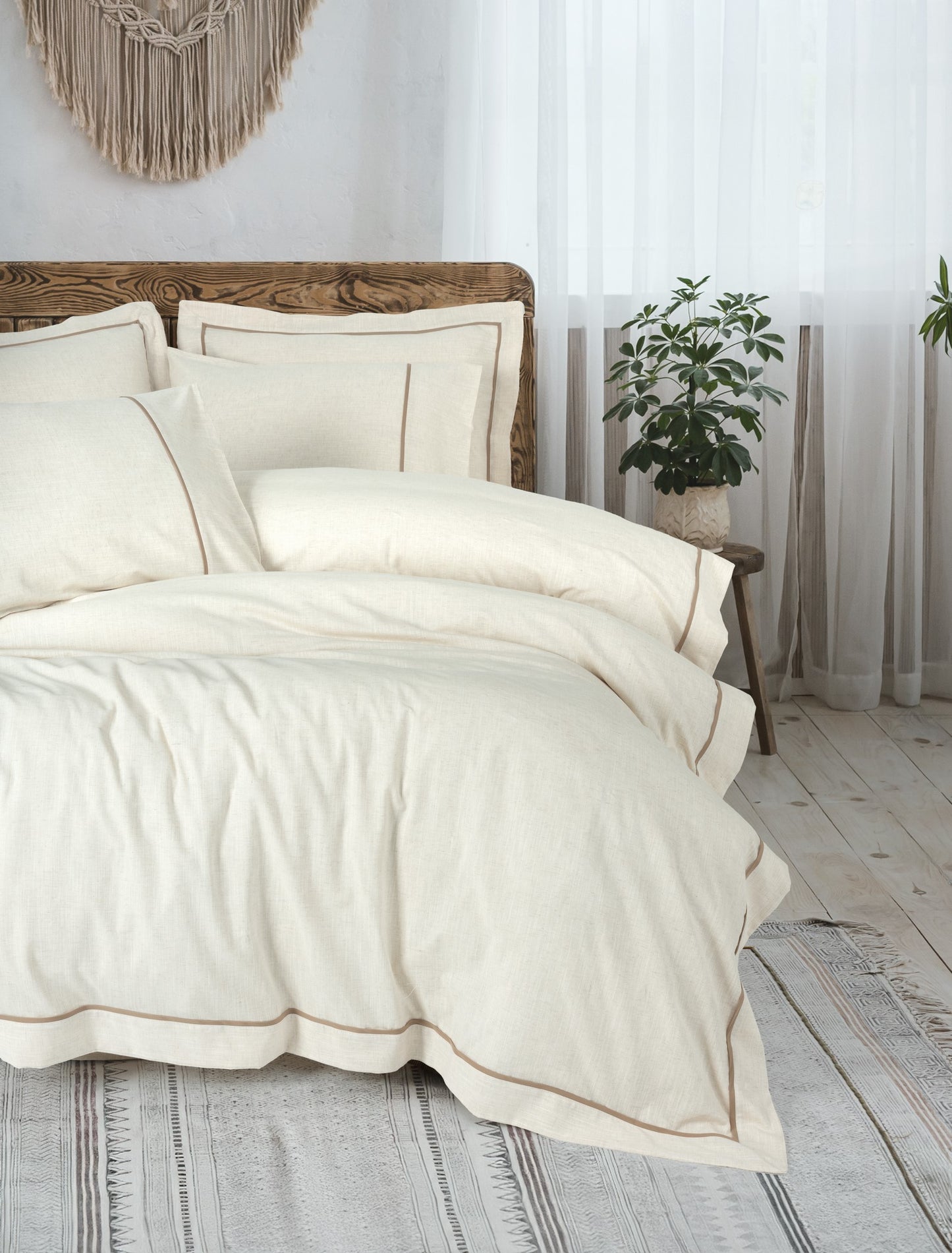 Inborn Premium-Bettwäscheset – Leinen-Baumwoll-Mix mit natürlicher Struktur – 6-teilig