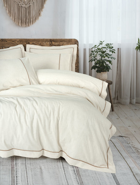 Inborn Premium-Bettwäscheset – Leinen-Baumwoll-Mix mit natürlicher Struktur – 6-teilig