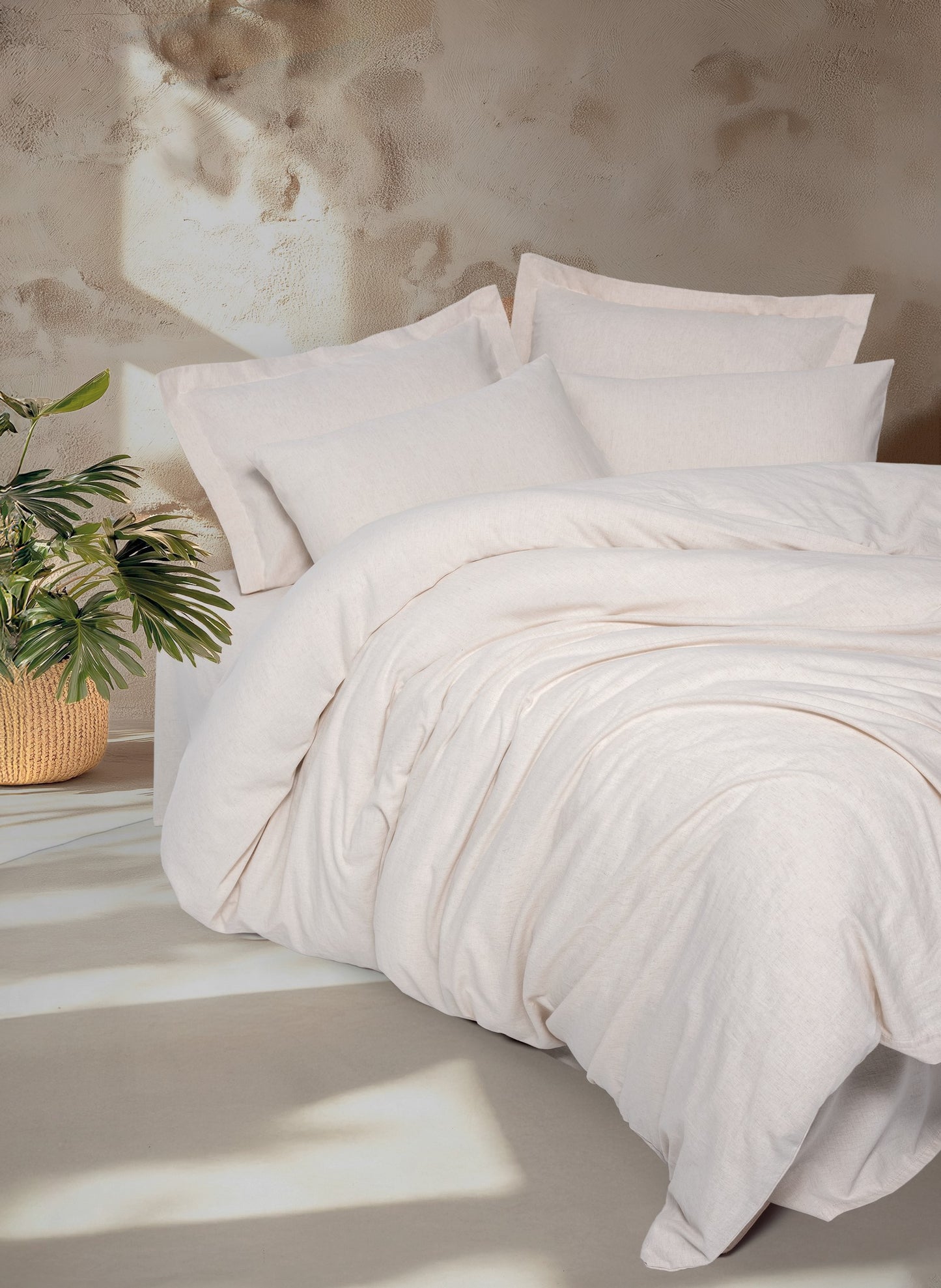 Basic Home – Bettwäscheset aus Leinen & Baumwolle für Doppelbett, Beige