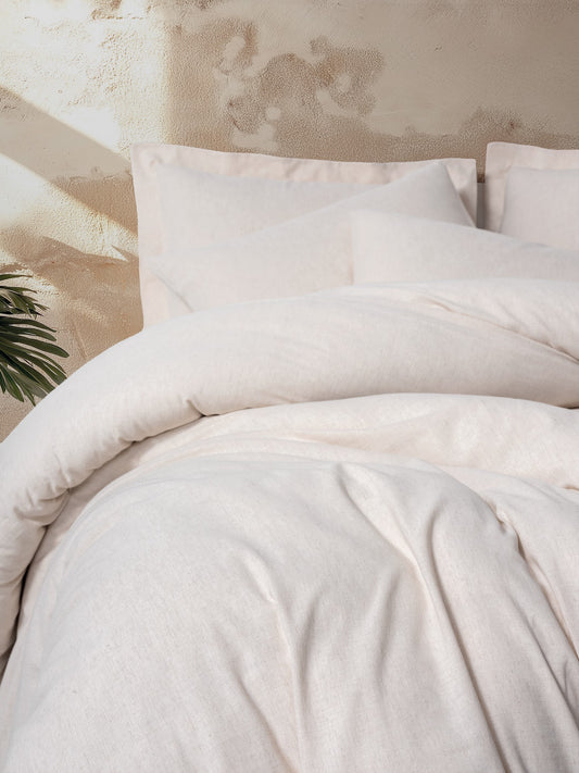 Basic Home – Bettwäscheset aus Leinen & Baumwolle für Doppelbett, Beige