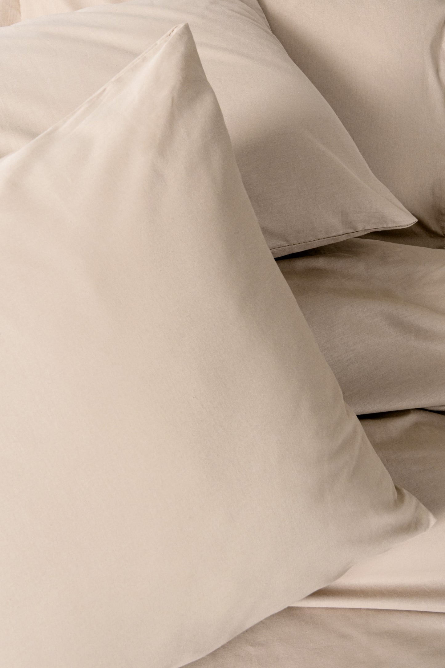 Plain Doppelbett-Bettwäsche-Set – Creme