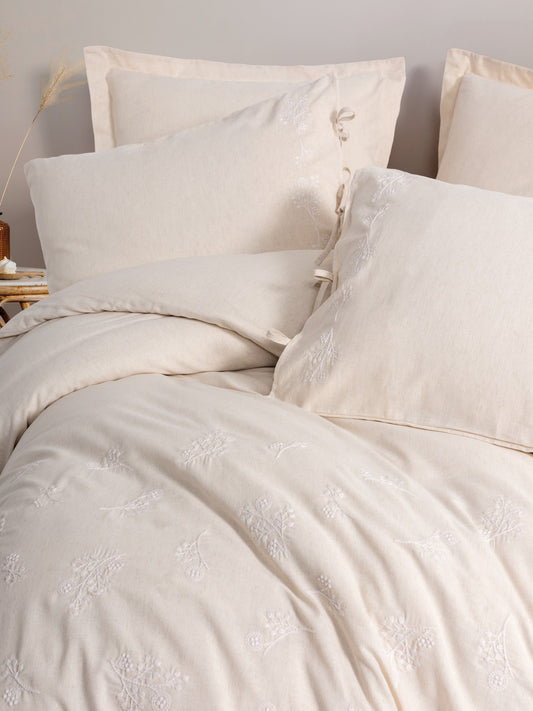 Esmira Home – Bettwäscheset aus Leinen & Baumwolle für Doppelbett, Beige