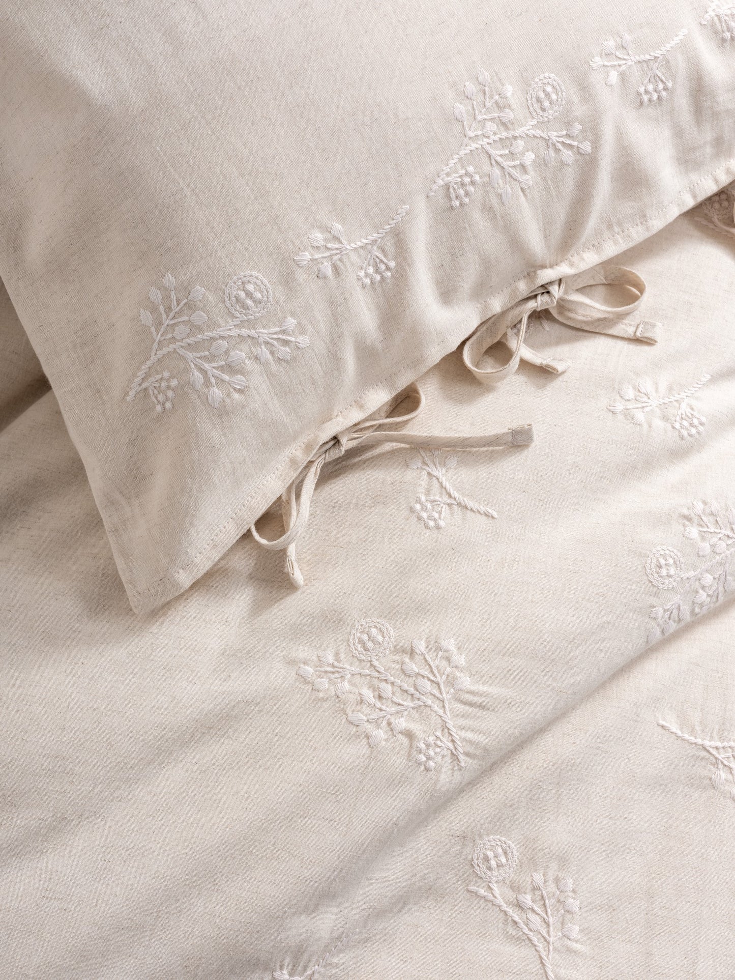 Esmira Home – Bettwäscheset aus Leinen & Baumwolle für Doppelbett, Beige