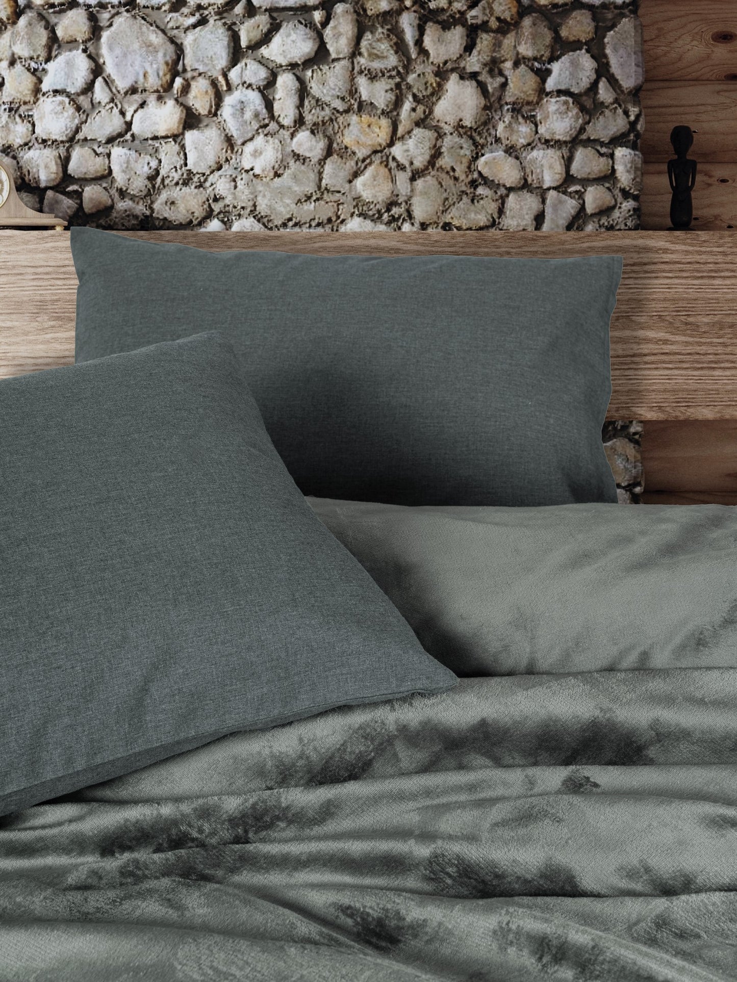 Samt-Bettbezug-Set für Doppelbett, Flossy Grau