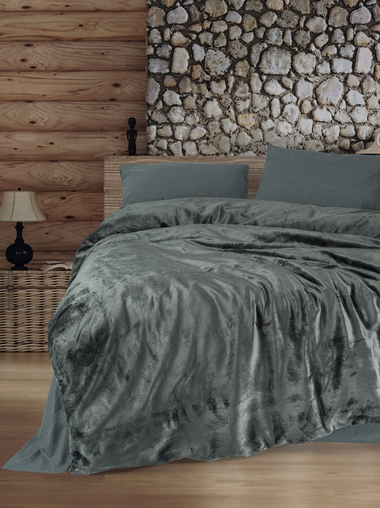 Samt-Bettbezug-Set für Doppelbett, Flossy Grau