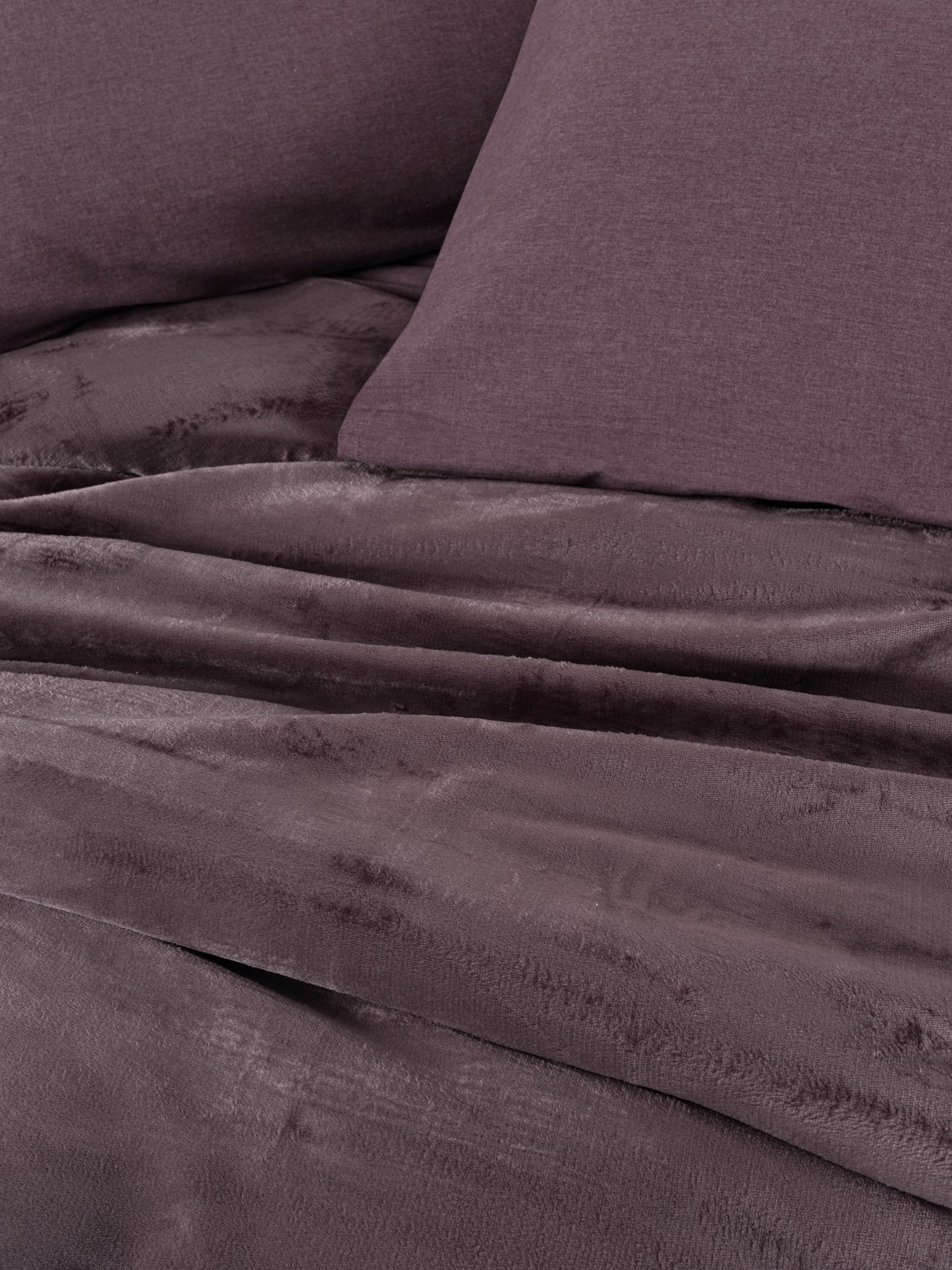 Samt-Bettbezug-Set für Doppelbett, Flossy Pflaumenfarbe