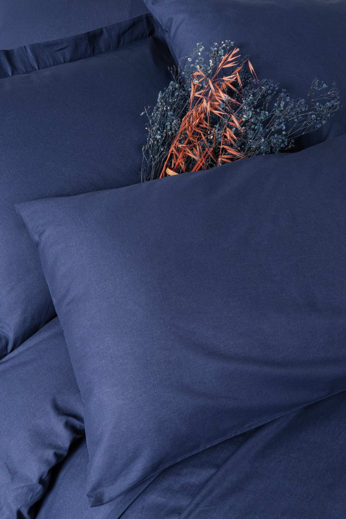 Plain Doppelbett-Bettwäsche-Set – Marineblau