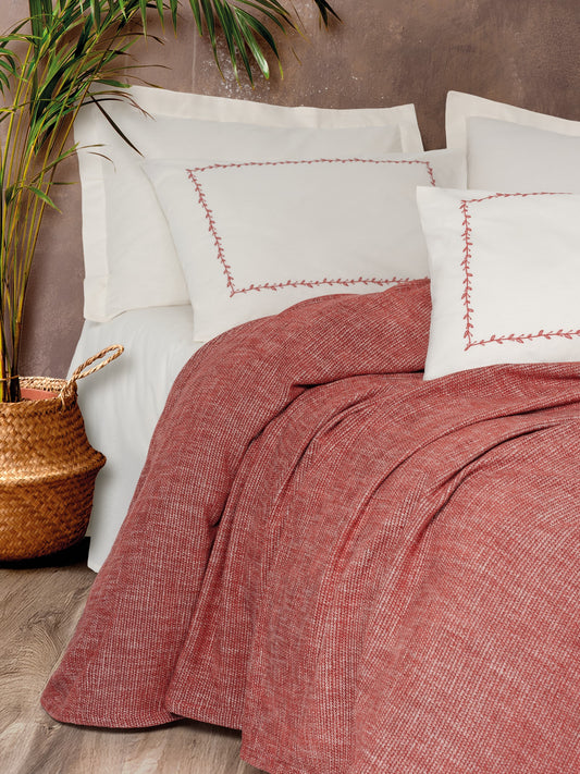 Embrova Piqué-Set für Doppelbett – 6-teilig-Weinrot