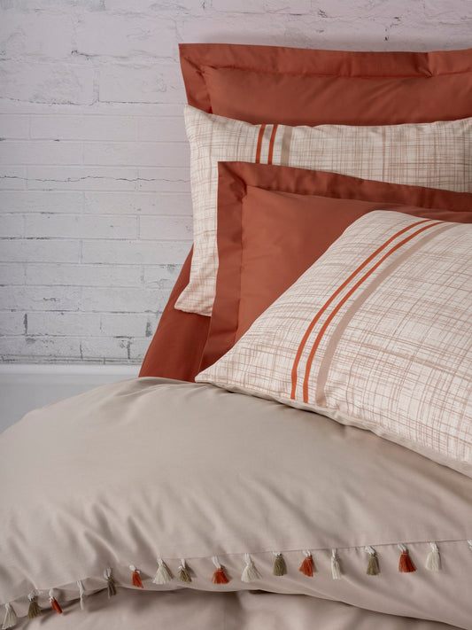 Candy – Doppelbett-Bettbezug-Set „Merri Beige“ mit Quasten-Detail