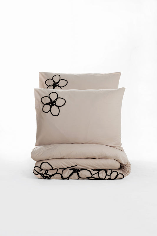 Brode – Besticktes Ranforce-Bettbezug-Set für Doppelbett, Panos Brown