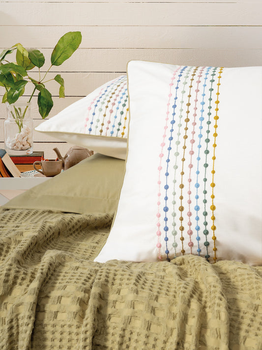 Aura Doppel-Piqué-Set aus Bio-Baumwolle- Pebble Senf