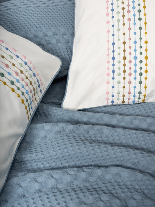 Aura Doppel-Piqué-Set aus Bio-Baumwolle- Kieselstein Indigo