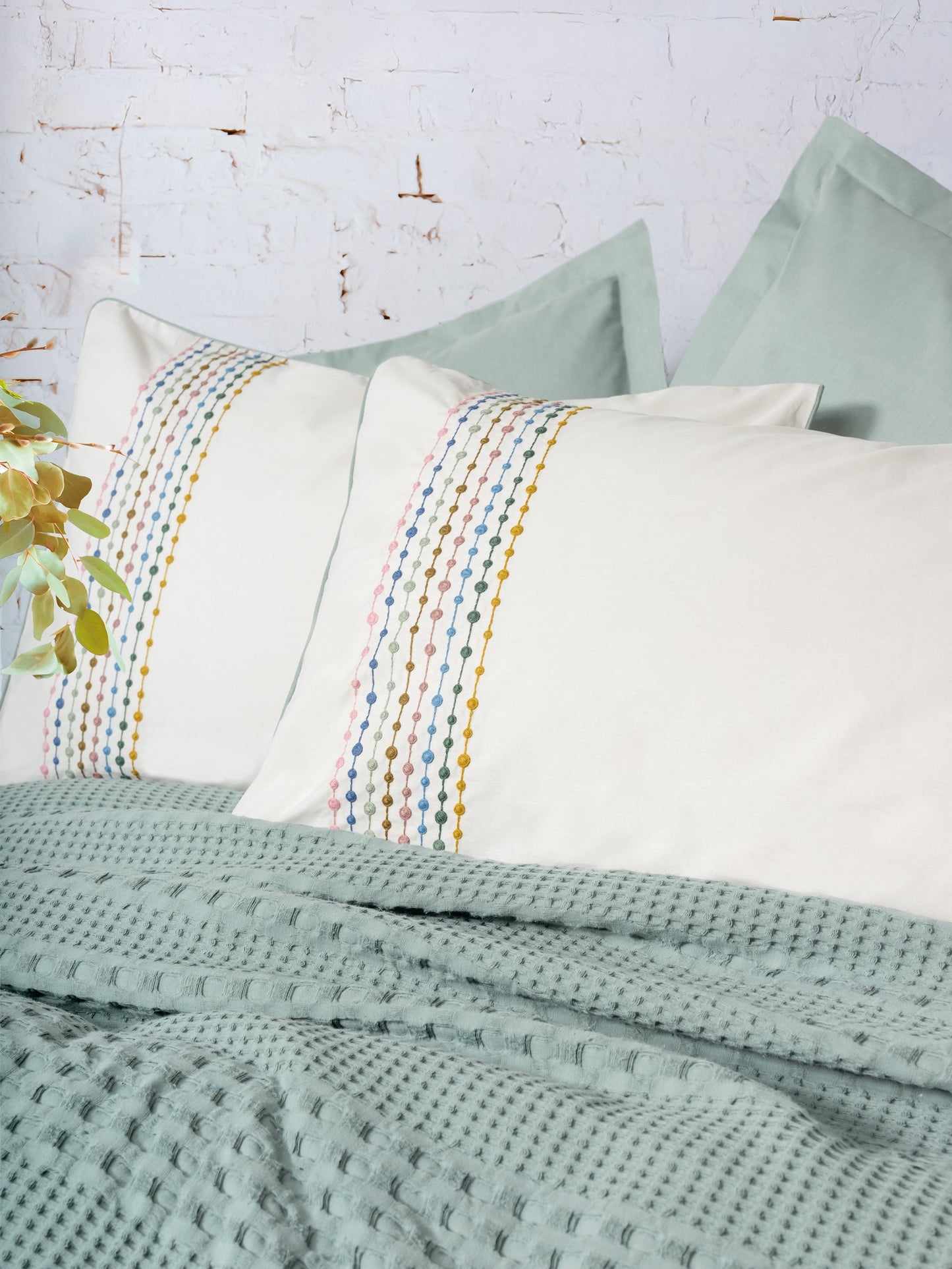 Aura Doppel-Piqué-Set aus Bio-Baumwolle-Pebble Mint