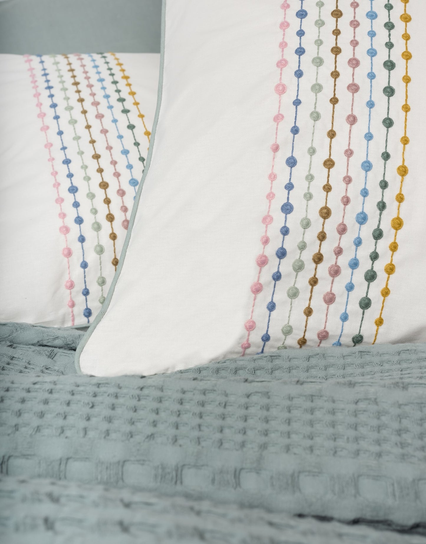 Aura Doppel-Piqué-Set aus Bio-Baumwolle-Pebble Mint