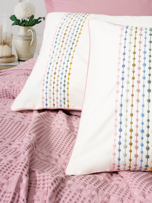 Aura Doppel-Piqué-Set aus Bio-Baumwolle-Kieselstein Rosa