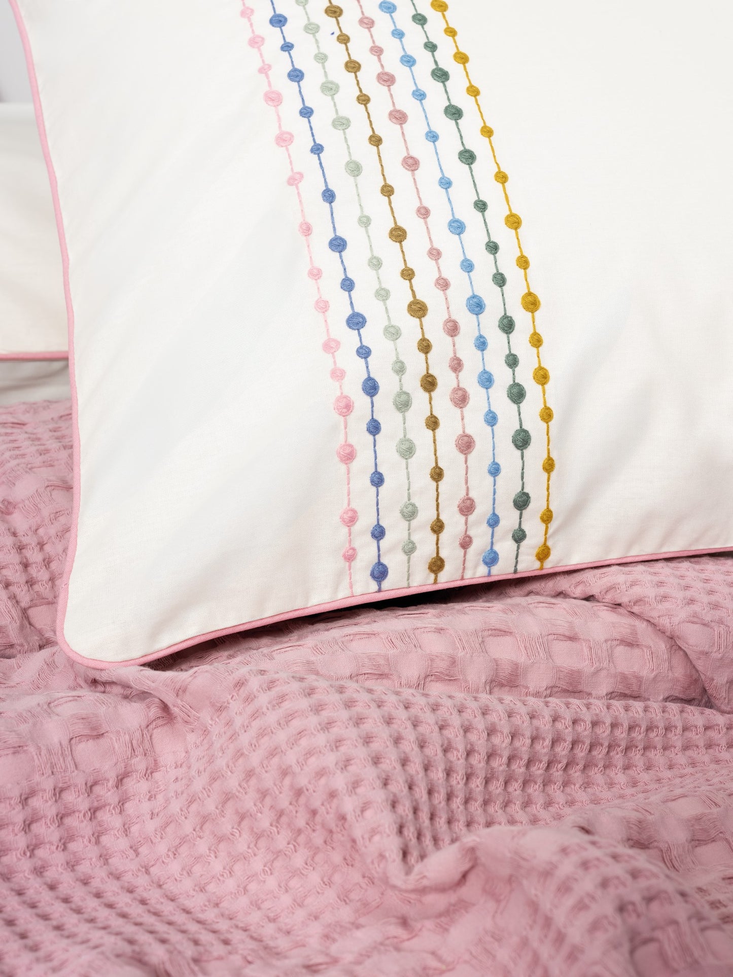 Aura Doppel-Piqué-Set aus Bio-Baumwolle-Kieselstein Rosa
