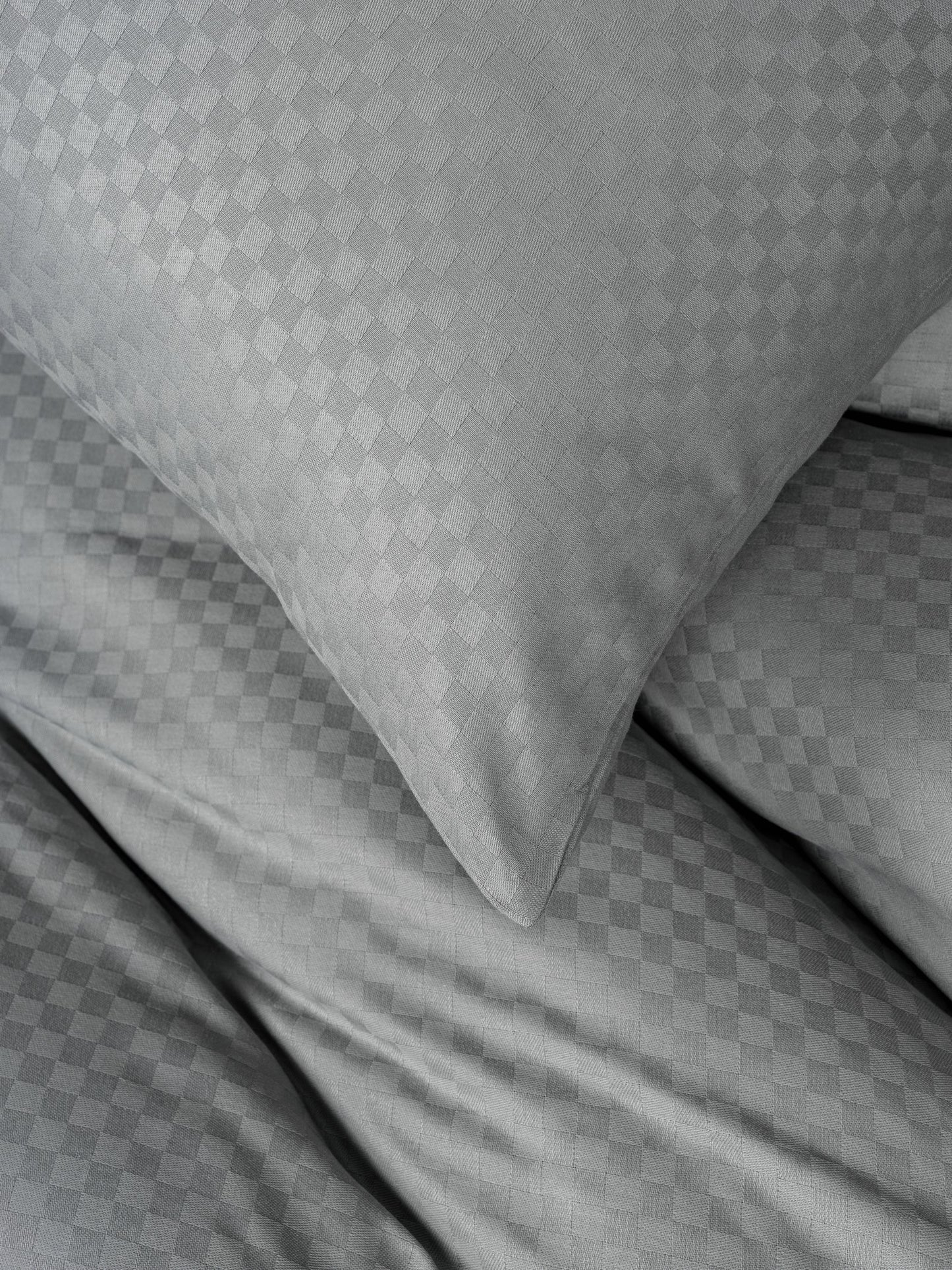 Plaid Ranforce Doppelbettbezug-Set Grau