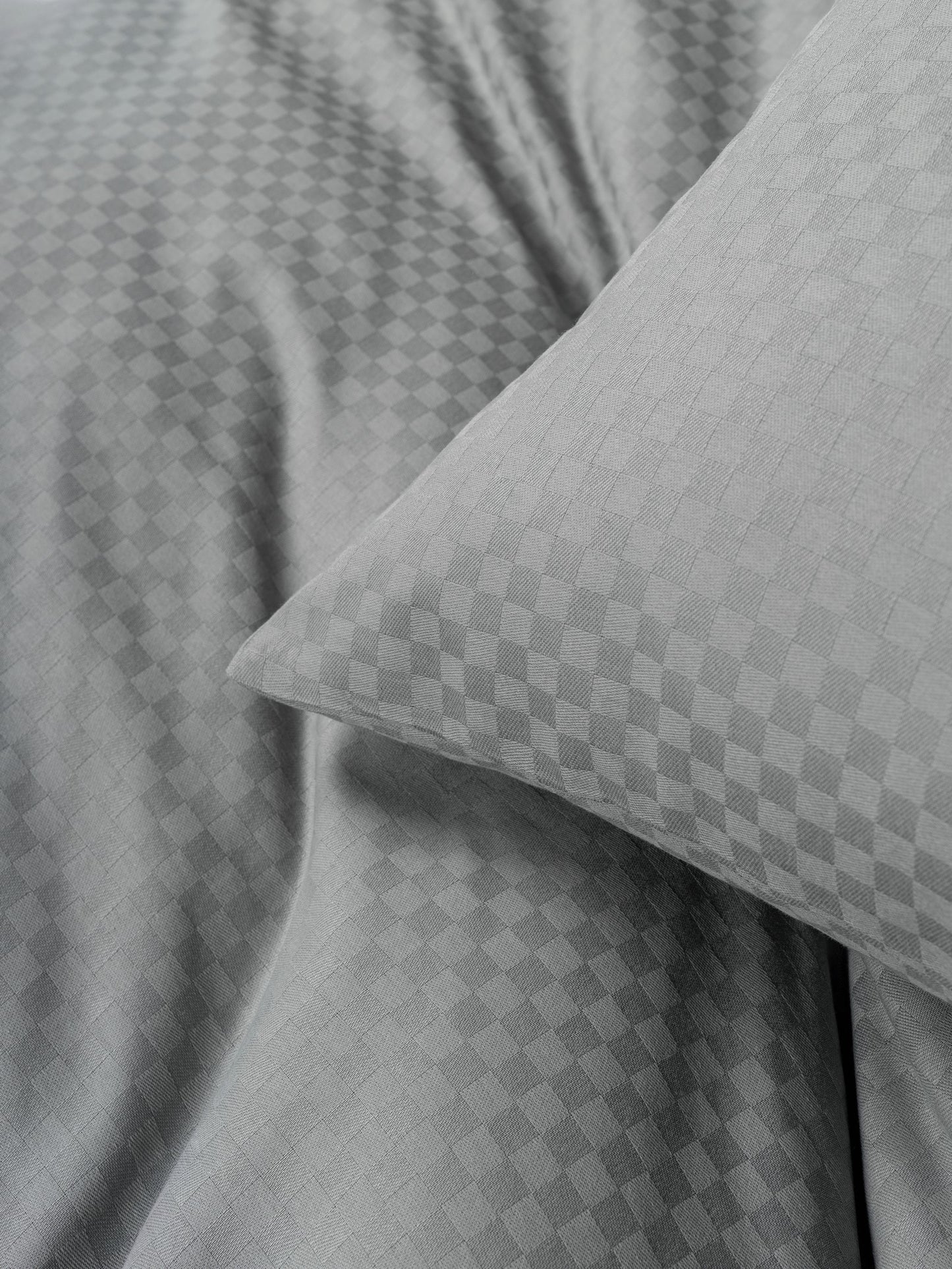 Plaid Ranforce Doppelbettbezug-Set Grau
