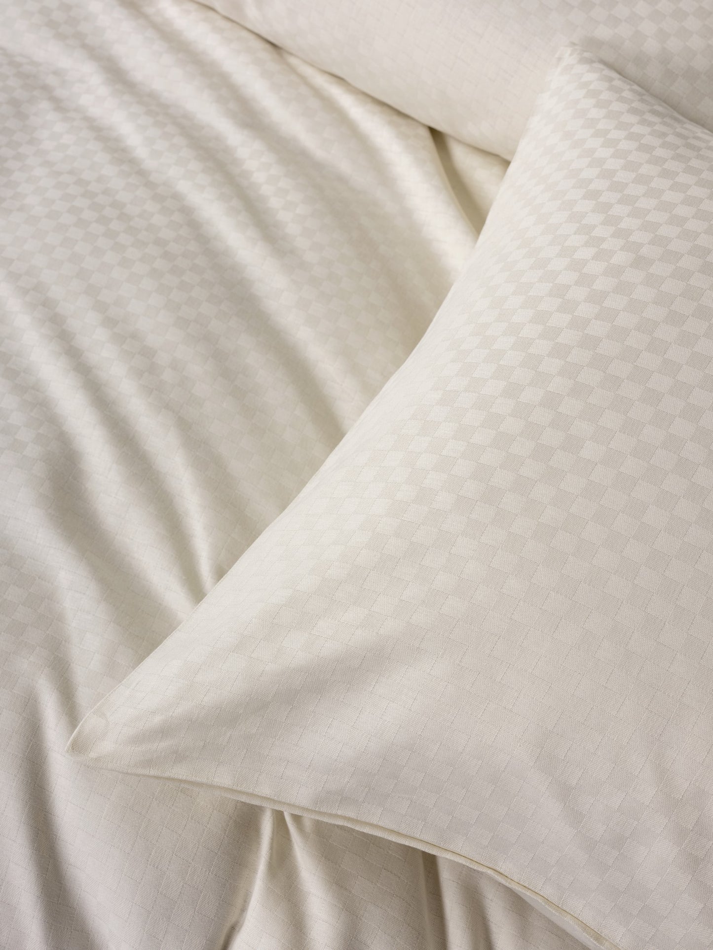 Plaid Ranforce Doppelbettbezug-Set Creme