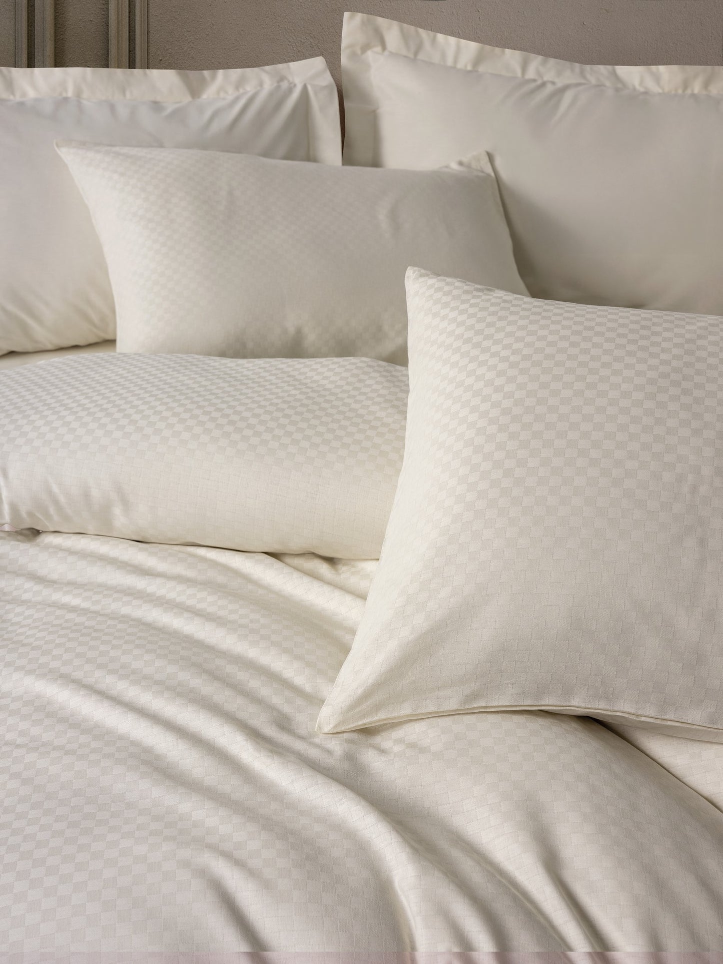 Plaid Ranforce Doppelbettbezug-Set Creme