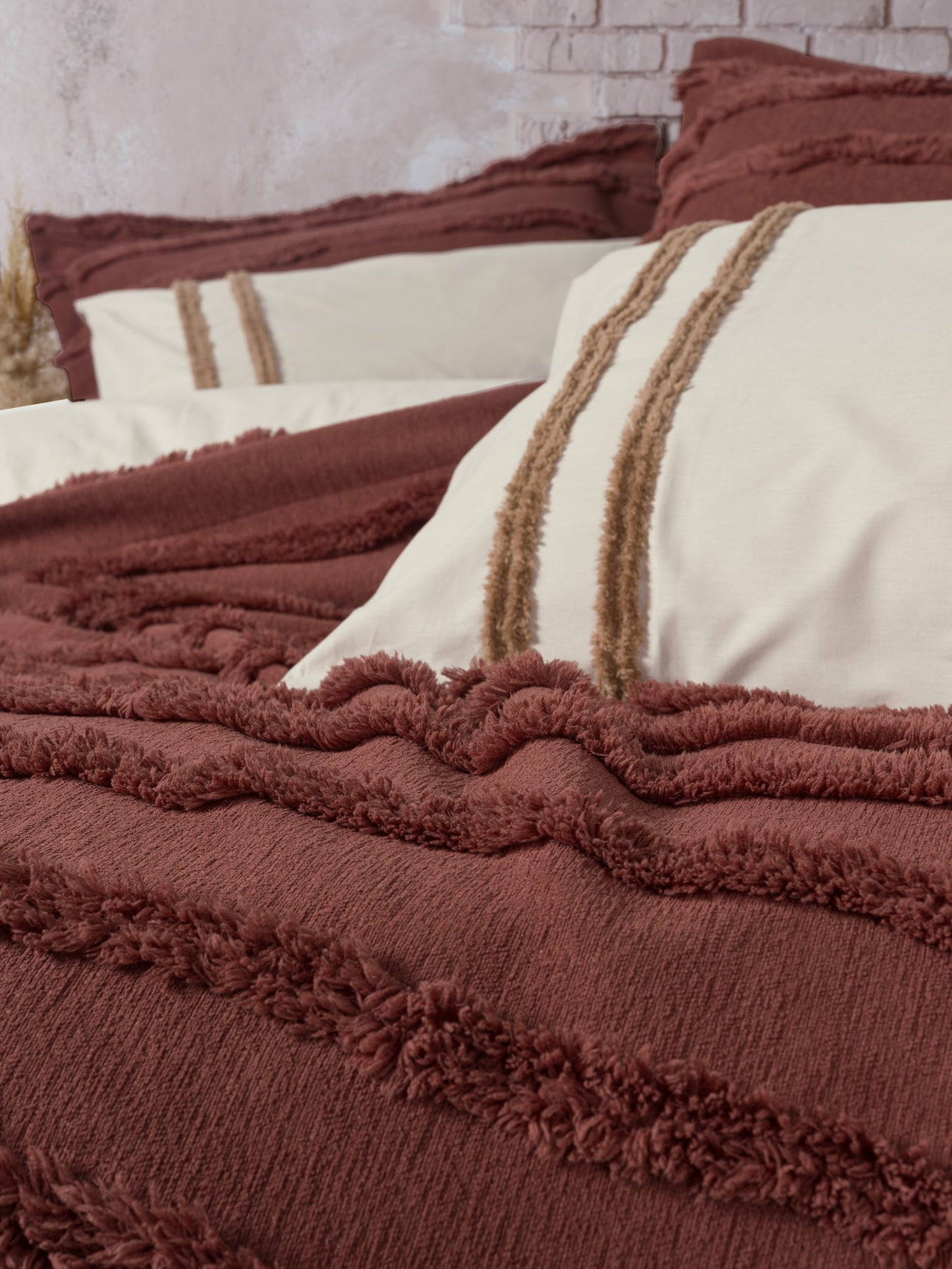 Limi Home – Tagesdecke & Bettwäscheset „Rolf“ für Doppelbett, 8-teilig,Zimtfarben