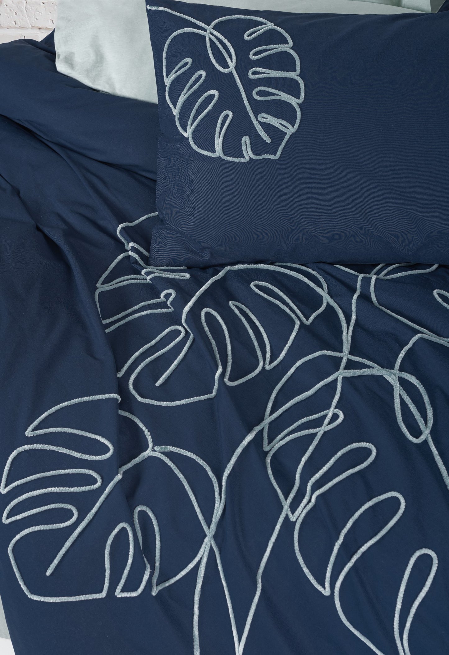 Brode – Besticktes Ranforce-Bettbezug-Set für Doppelbett, Silva Mint