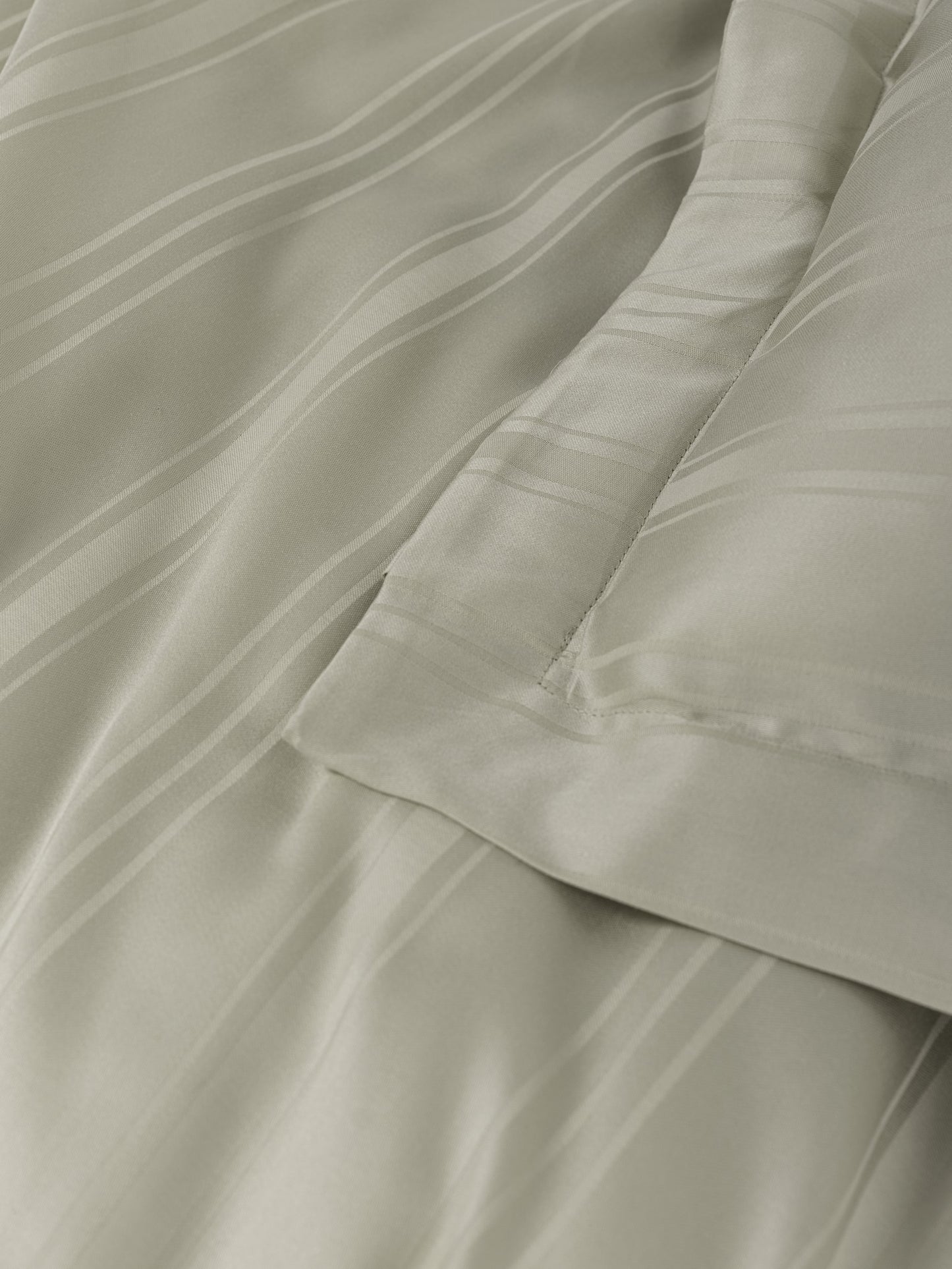 Smart Bamboo Satin Doppelbett-Bettbezug-Set – Gestreift Beige