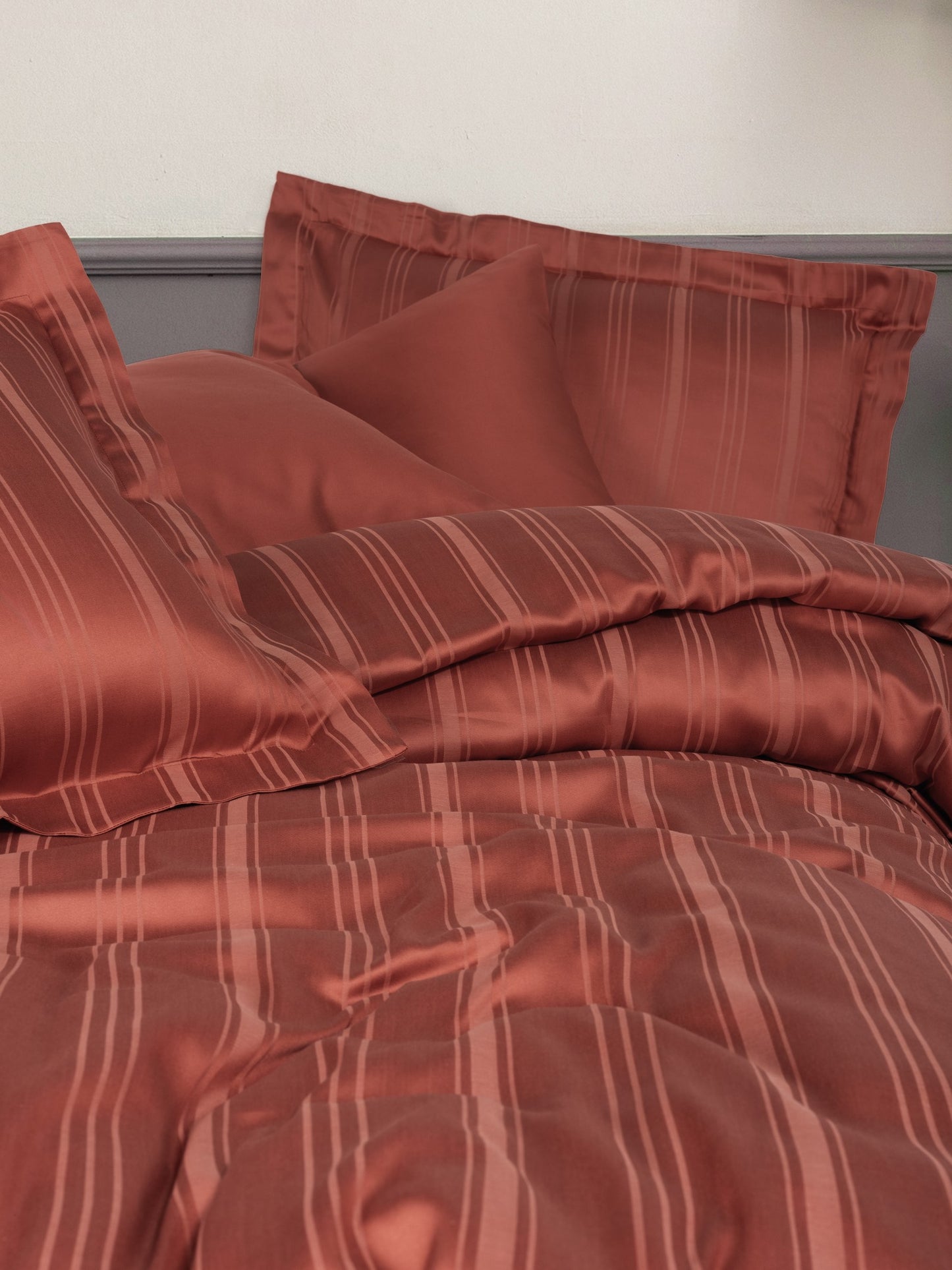 Smart Bamboo Satin Doppelbettbezug-Set – Streifenfliesen