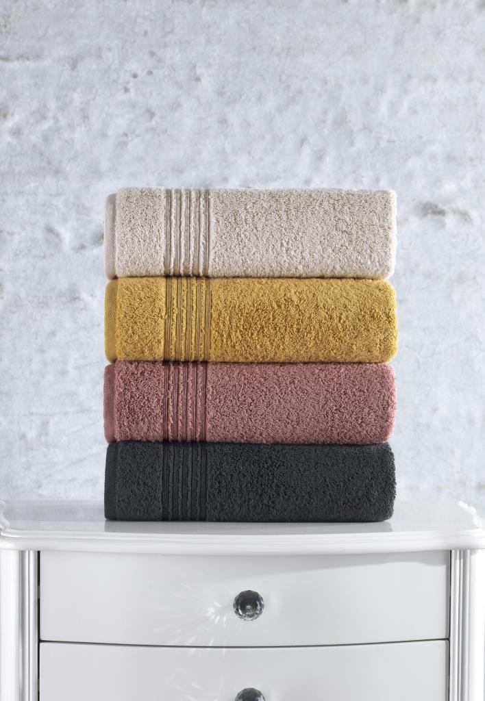 100% Baumwolle 4-teiliges Panzerhandtuch-Set Beige-Senf-Grün-Anthrazit