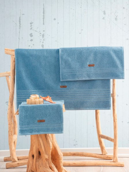 Wellness-Handtuch-Set aus 100 % Baumwolle, Himmelblau