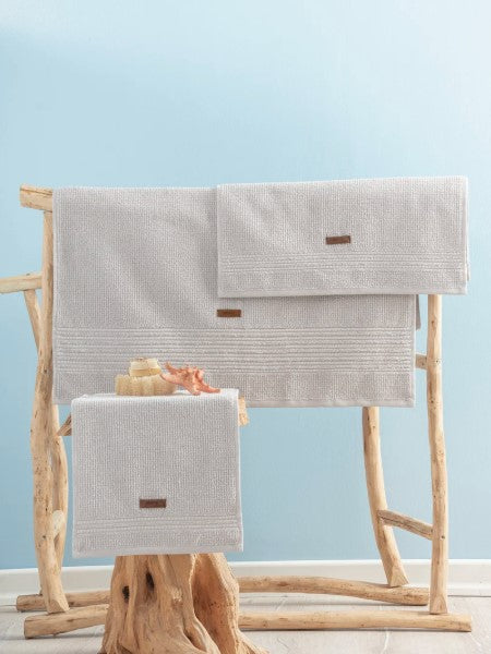 Wellness-Handtuch-Set aus 100 % Baumwolle, Steingrau