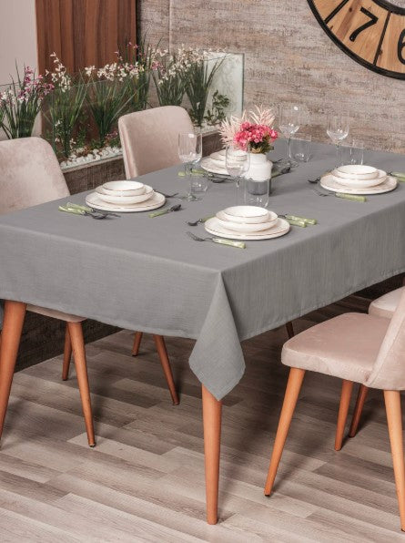 Tischdecke „Plain“ – Uni Grau, 155 x 220 cm