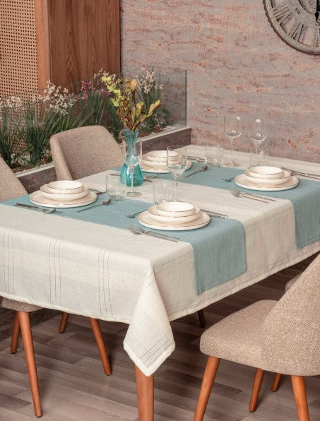 Antikes Tischdeckenset Jasmin Creme
