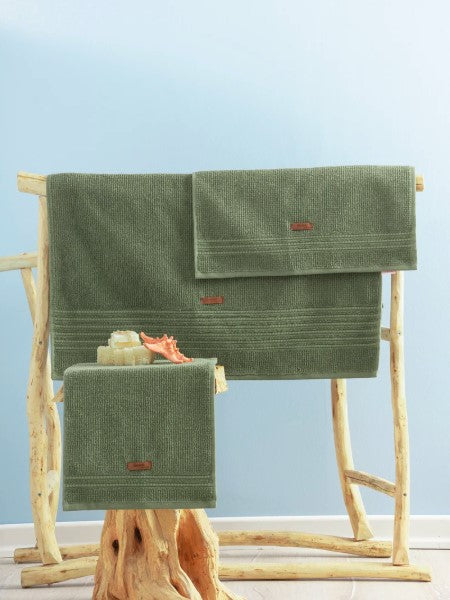 Wellness-Handtuch-Set aus 100 % Baumwolle, Waldgrün