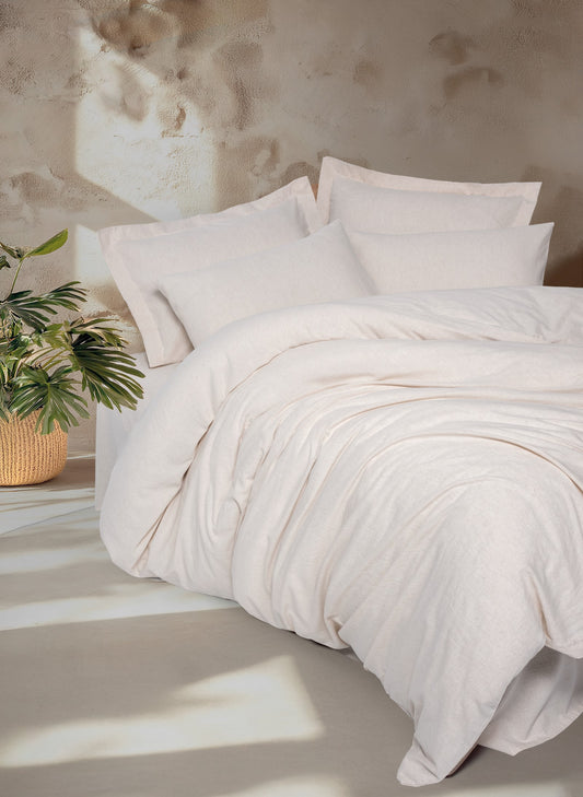 Basic Home – Bettwäscheset aus Leinen & Baumwolle für Doppelbett, Beige