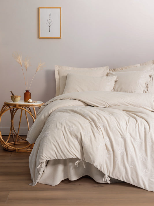 Esmira Home – Bettwäscheset aus Leinen & Baumwolle für Doppelbett, Beige