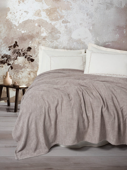 Embrova Piqué-Set für Doppelbett – 6-teilig – Nerzfarben