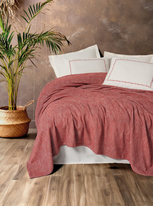 Embrova Piqué-Set für Doppelbett – 6-teilig-Weinrot
